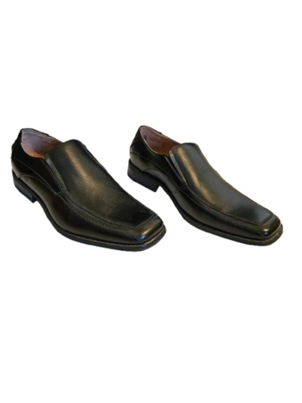 Joseph Abboud Men’s Black Leather Slip-On Square Toe Dress Loafers 10M
